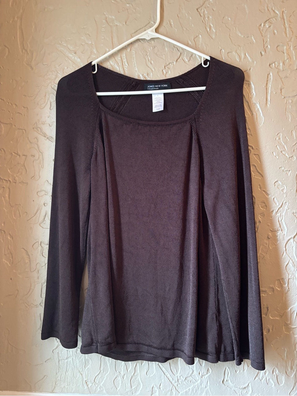 Jones New York Women's Long Sleeve Square Neck Top — Brown